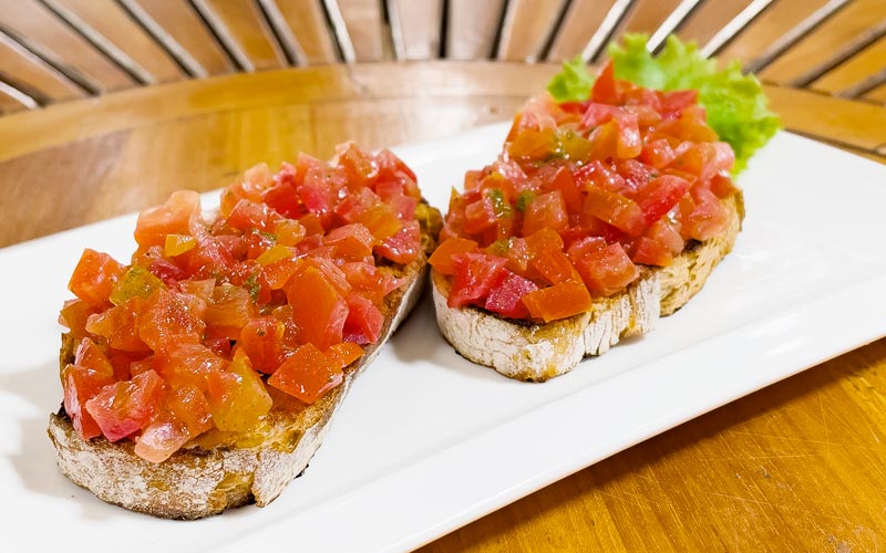 PalmBeach Tropical Restaurant | Italian Bruschetta [TO SHARE] | toasted bread with tomato, basil and extra virgin olive oil
