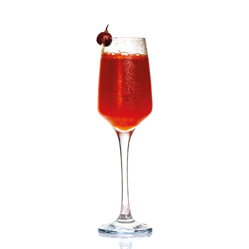 PalmBeach Tropical Restaurant | Sunset Bellini | slices of ginger, mint leaves, lime peel, pineapple juice, prosecco on the top
